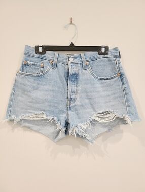 Levi's 501 Distressed Cut Off Denim Shorts